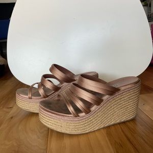 Pedro García satin wedges slide espadrilles sandals - Size 9